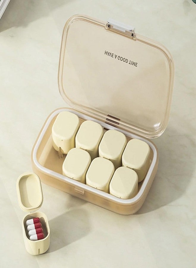 Evona Pill Box With Lid, Travel Pill Box, Pocket Pill Box, Daily Pill Organizer, Medicine Case Portable Medicine Box, 8 Compartments Small Portable Weekly Pill Dispenser Case For Everyday - Image 2